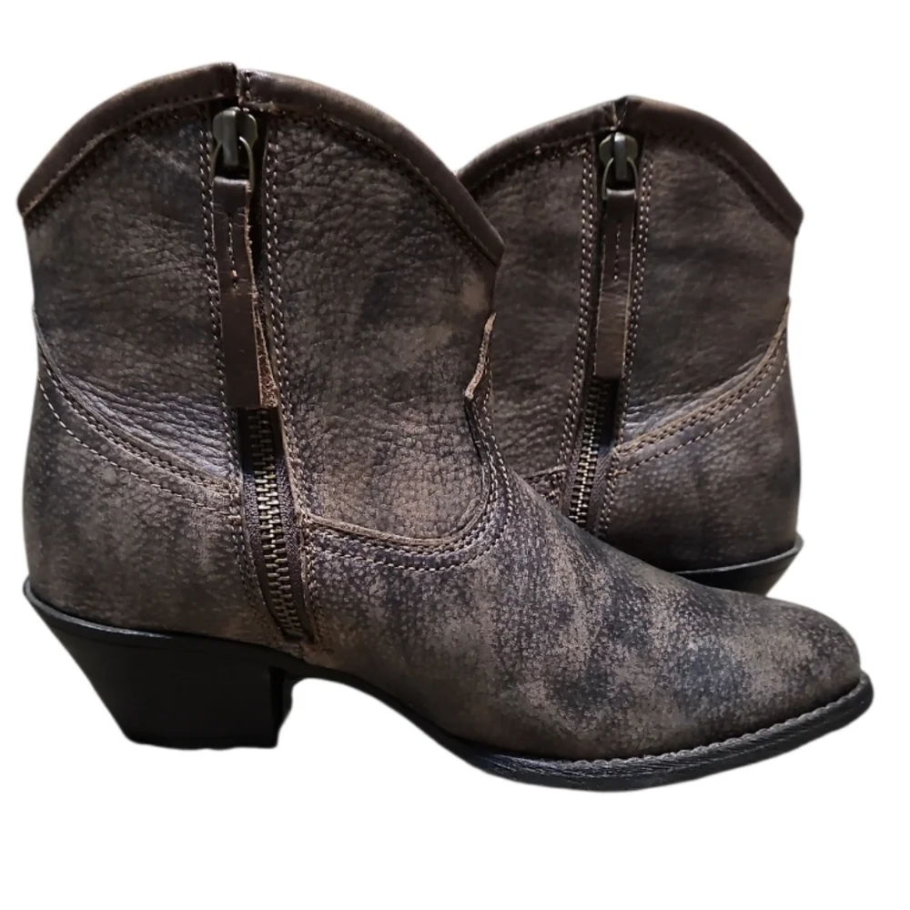 Ariat Duchess Brown Leather Fringe Ankle Boots
